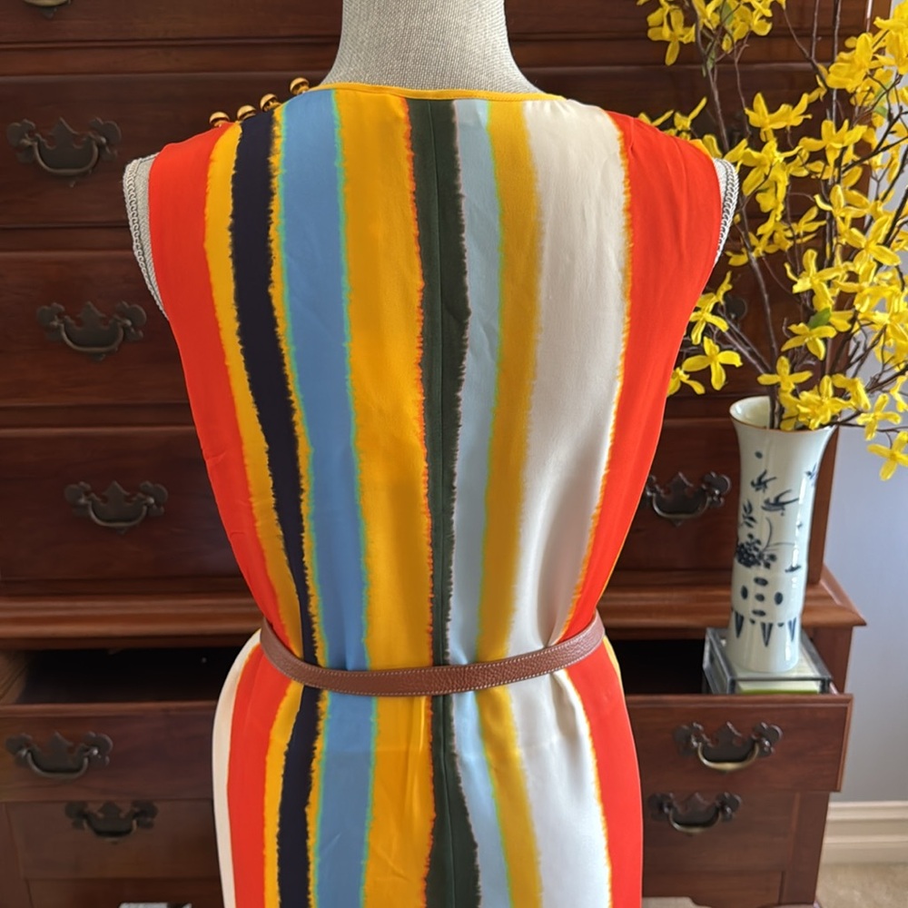 Tory Burch Colourful Striped Sleeveless Bettina Dress Size 12 - Picture 6 of 16